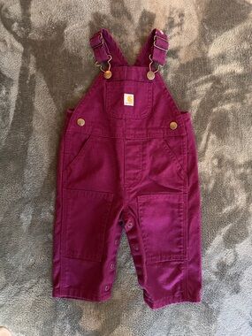Carhartt Baby Bib Overalls Plum Purple 6M NWOT | Unisex Cotton Workwear